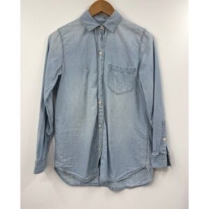 Madewell Womens XS Light Wash Denim Chambray Button Down Shirt C9155 Long Sleeve